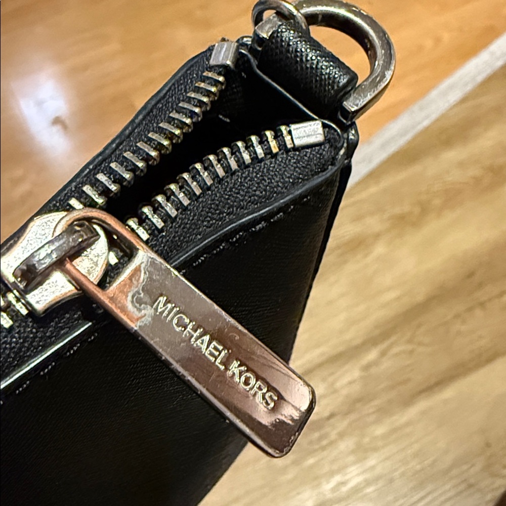 Michael Kors Black Saffiano Wristlet with Silver Chain - Picture 5 of 5